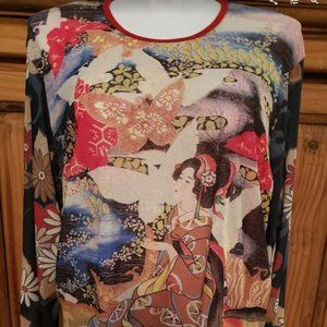 Venezia Jeans Vibrant Geisha Printed Long Sleeve Shirt 26/28